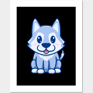 cute wolf sitting Posters and Art